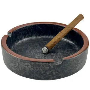 Ceramic Ashtray Stylish Indoor & Outdoor Cigarette Ashtray for Home, Coffee Bars, and Patios，Lava Dazzling Black
