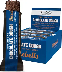 Barebells Protein Bars Chocolate Dough with 1g of Total Sugars - 12 Count, 1.9oz Bars - Snacks with 20g of High Protein - On The Go Protein Snack & Breakfast Bars