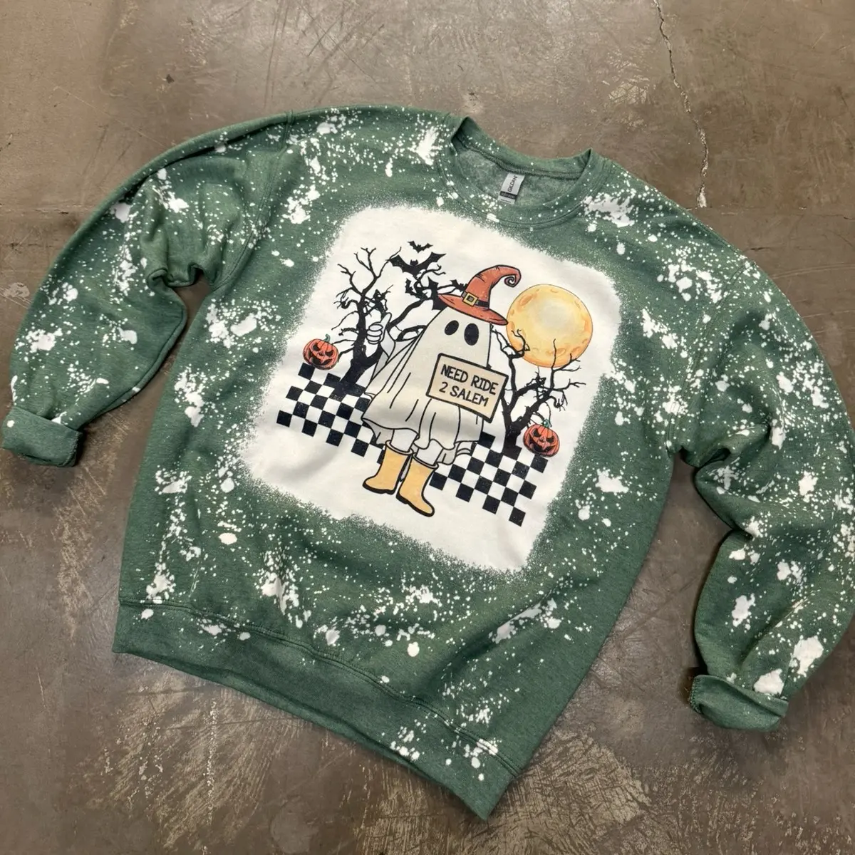 Need Ride to Salem Bleached Sweatshirt