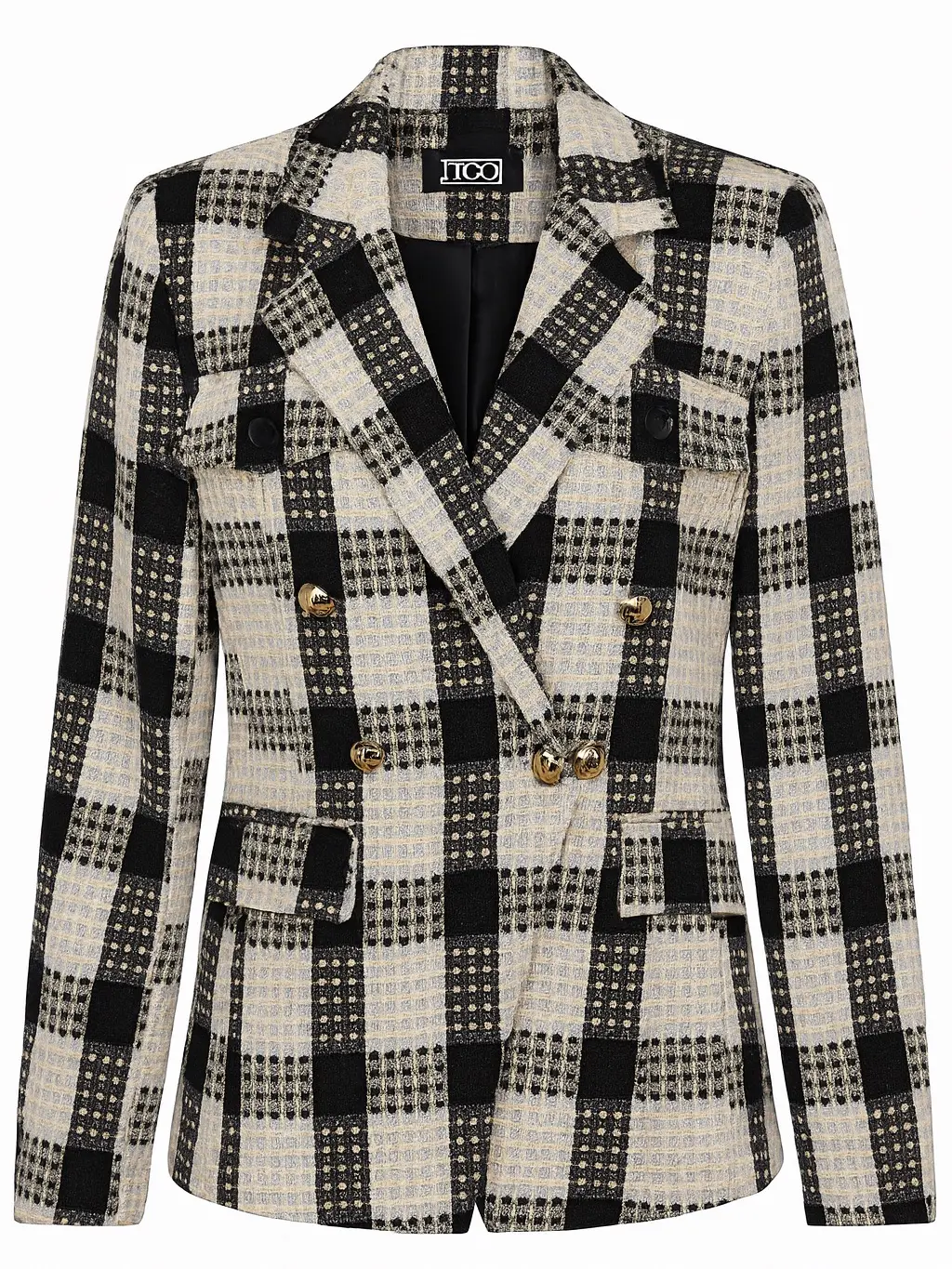 Amy plaid Blazer – Black & Gold