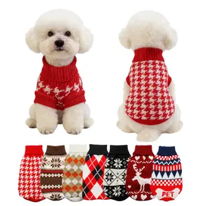 Cable Knit Turtleneck  Pet Sweater Plaid Pet Sweater for Winter Cozy Festive Soft Warm Fabric for Small Medium Dogs Cats Festive Patterns in Multiple Colors
