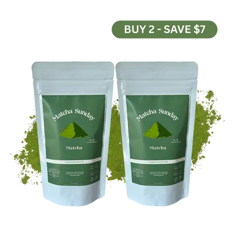 Matcha Sunday Ceremonial Grade Matcha Powder (50g) - Pack of 2 - Traditional Green Tea, Smooth, Vibrant, Savory, Stone Grind
