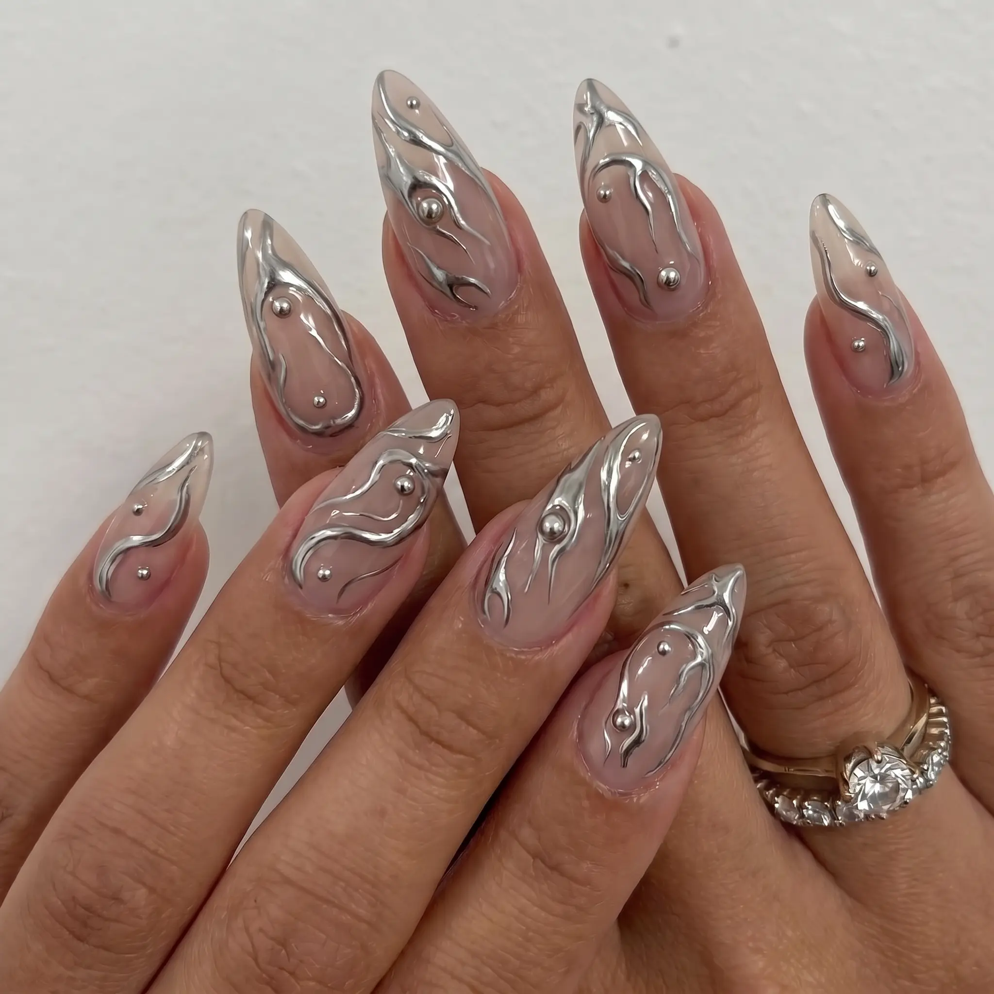 New Nude Silver Gray Press-On Nails 24Pcs – Elegant & Classy, Ideal for Office & Everyday Wear, Complete Kit with Jelly Gel & Tools, Beginner-Friendly