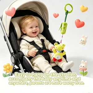 Yruizeup Adorable Animal Stroller Bell Toy Baby Hanging Rattle Toy, Cute Frog Plush Stroller Accessory with Wind Chime, Infant Sensory Toy for Crib, Car Seat & Travel