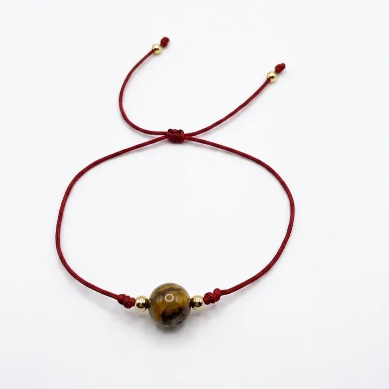 Pulsera de protección piedra ojo de tigre en hilo rojo