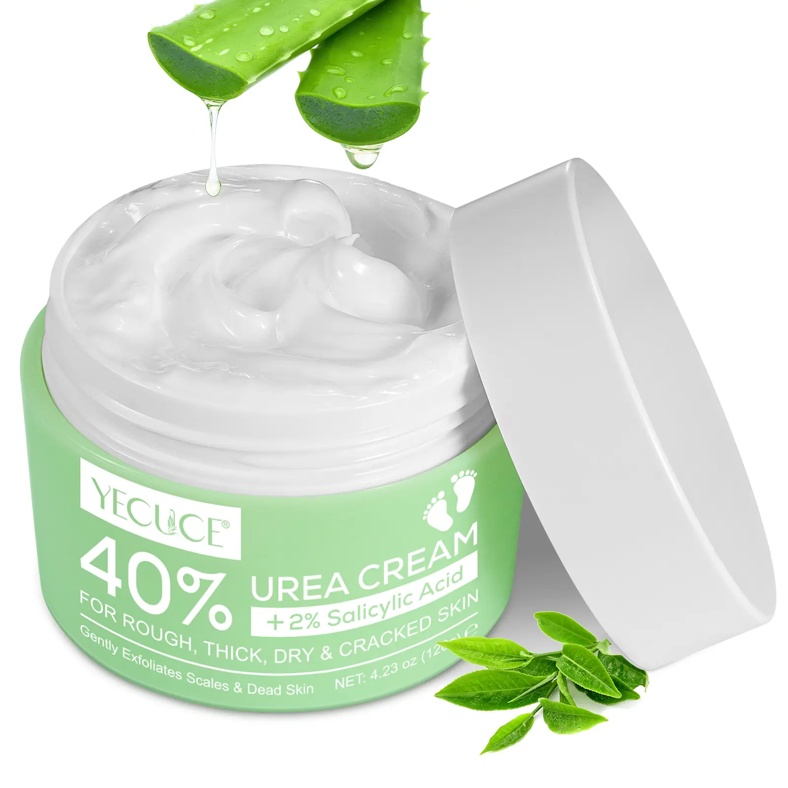 YECUCE Urea Cream 40 Percent For Feet Plus 2%Salicylic Acid Foot Cream and Hand Cream, With Aloe Vera and Tea Tree For Deep Moisturizes, Callus Remover, Hydrating, Body Cream.
