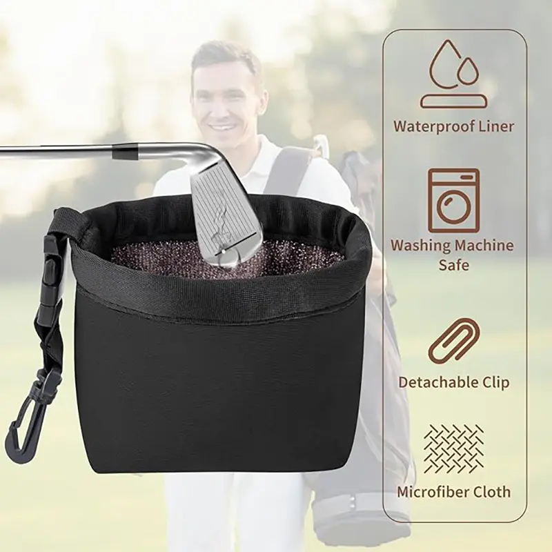 Compact 2-in-1 Golf Club & Ball Cleaner, Waterproof Cleaning Pouch with Water Reservoir and Clip-on Hook, a Practical Golf Supply for Course Cleanup, Practical Tool, Portable Golf Club Bag Accessories