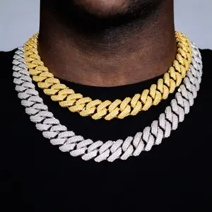 Iced Out 20 inch Jewelry Hip Hop Silver Gold Cuban Link Chain High Quality