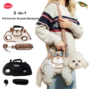 [HipiPet] Dog Backpack Leash Outdoor Portable Breathable – Multi-Function Hands-Free Carrier, Side-Crossbody & Towing Air Mesh Design for Pets, cozyvibes