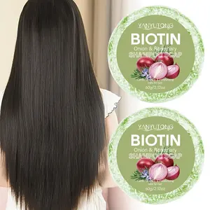 2-piece set, 60g rosemary biotin onion shampoo, containing rosemary, onion, and biotin, gently cleanses, moisturizes hair, makes hair smoother, enhances hair shine, and makes hair look more shiny and textured
