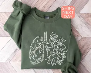Anatomical Lung T-SHIRT /  Sweatshirt, Therapist shirt, Floral Lungs shirt, Respiratory , Nurse Shirt, Medical Student Sweatshirt, Breathe Shirt Oversized Crewneck Womenswear