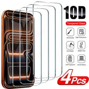 4-Pack Ultra-High Definition 9h Hardness 2.5D Tempered Glass Screen Protector Film for iPhone 17 Pro, iPhone 17 Pro Max, iPhone 17, iPhone Air