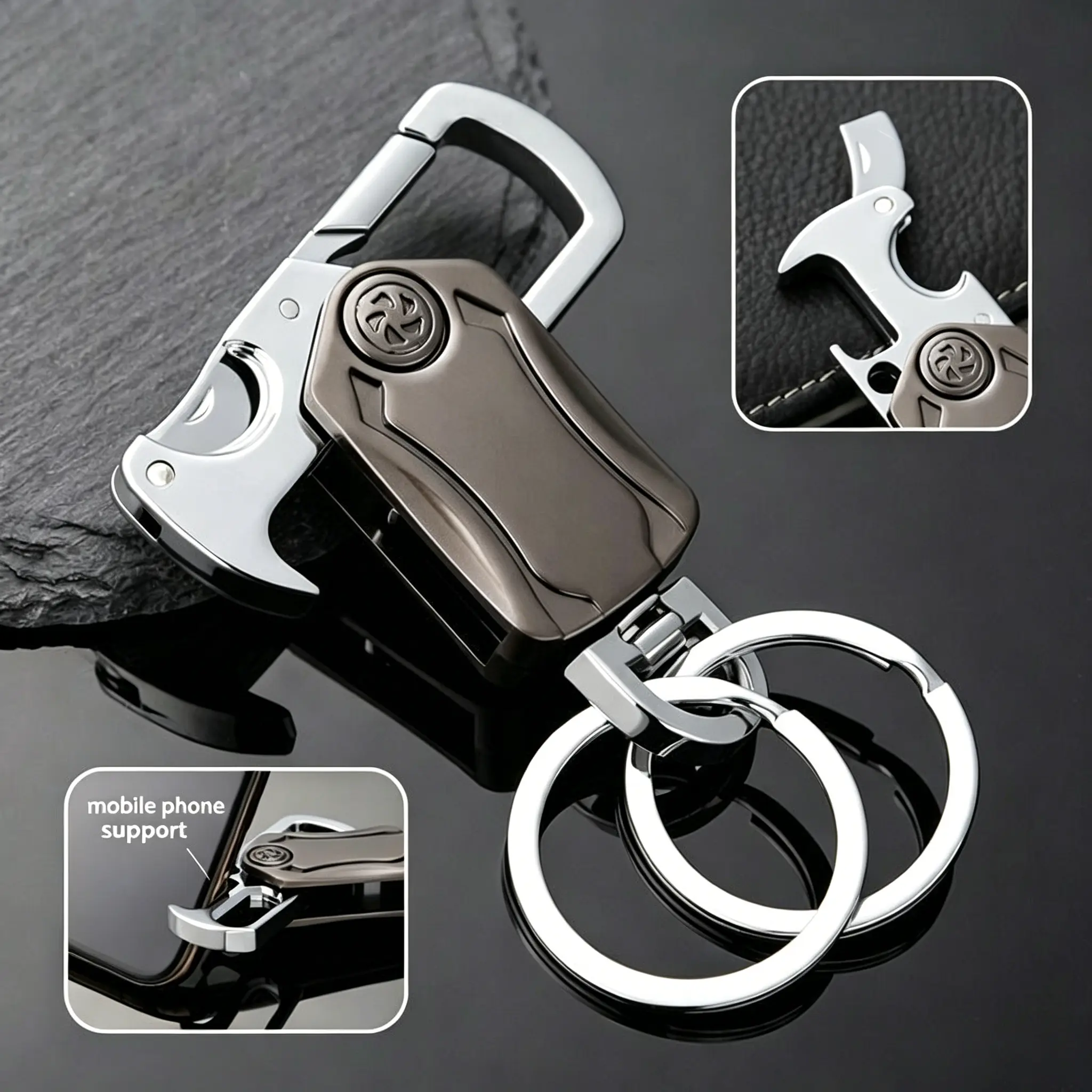 Multifunctional men's keychain accessory, a keychain with a bottle opener, convenient to carry, suitable for daily outdoor use, men's gift