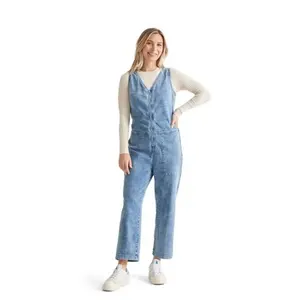 Women's Performance Denim Jumpsuit for Comfortable Workout - Overalls, Womenswear