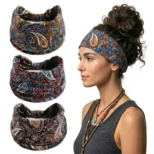 Women's Boho Twist Headband Trio - Wide Elastic Sporty Sports Headbands, Fashion Performance Hair Accessories for Yoga, Athletic Sweat Bands