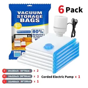 6/12 Pack Vacuum Storage Bags with Electric Pump | Adults Gifts 2026, Airtight Space Saver Bags for Travel & Home, Must-Have Mother's Day Gift,Travel Essentials Zipper Pouches Outdoor Packing System#Mother's Day
