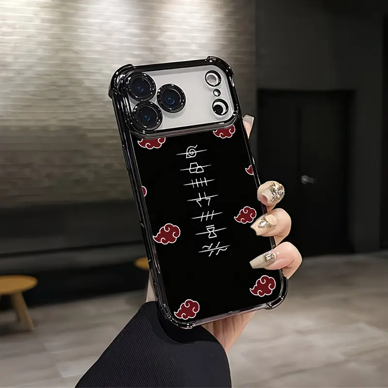 Naruto Akatsuki Red Cloud Custom Smartphone Case, Soft Silicon TPU Shockproof Handheld Cellphone Protector for iPhone 17-13 Plus Pro Max Ultra & Samsung 22-25 Plus Pro Max Ultra, Vintage Unique Aesthetic Design, Protection