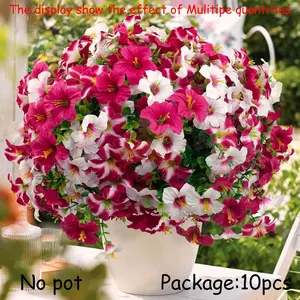 10 bundles Artificial Flowers for Outdoors, Faux Morning Glory Vibrant Faux Flowers Spring Summer Decoration, Fake Flowers Plants UV Resistant Look Real Silk Flowers for Outside Planter Front Door Porch Patio Yard