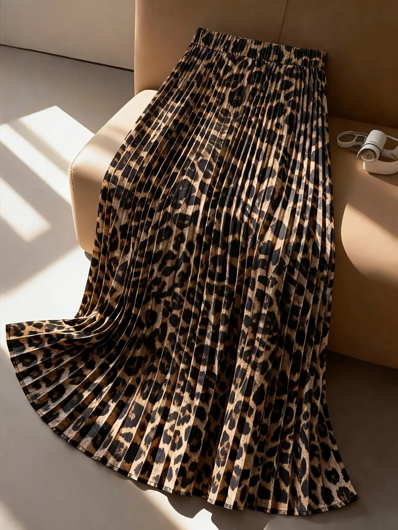 Women's Leopard Print Pleated High Waist Skirt, Trendy Chic Fashion Design, Elegant Stylish Animal Pattern, Perfect for Casual Wear, Ladies' Clothing, Casual Streetwear Skirt, Leopard Printed Skirt, Womenswear