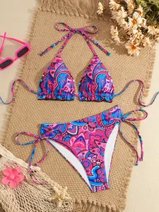 Sexy Tie Dye Print Bikini Set, Adjustable Back Strap, High Cut Design, Comfortable and Durable, Perfect for Beachwear, Adjustable Straps