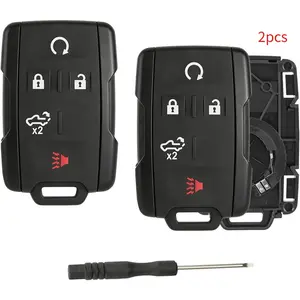 5 Buttons Key Fob Cover Replacement for Chevy Silverado GMC Sierra 1500 2500 3500 2019 2020 2021 2022 2023 Key Fob Case Shell M3N-32337200 84209236 Tailgate Button