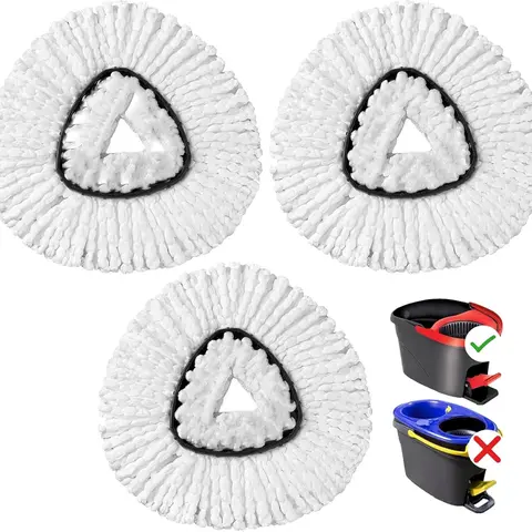Mop Replacement Heads Compatible with O-Cedar EasyWring Spin Mops 3 Pack-Washable Microfiber Spin Head Refills-Easy Cleaning Mop Head Replacement Household Items