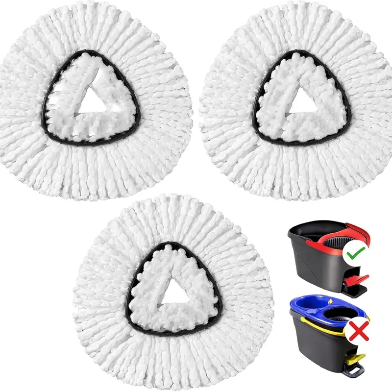 Mop Replacement Heads Compatible with O-Cedar EasyWring Spin Mops 3 Pack-Washable Microfiber Spin Head Refills-Easy Cleaning Mop Head Replacement Household Items