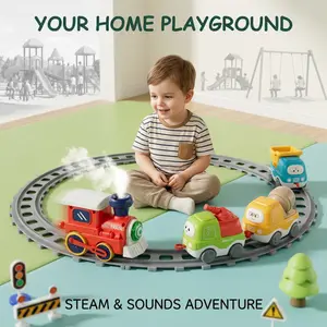 Toy Train Electric Train Set for Tracks Christmas Motorized Train Toys for Toddlers, Battery Operated Train Includes Lights, Sounds, Smoke The Best Gift for the Kids in the Family Christmas and Children's Day gifts