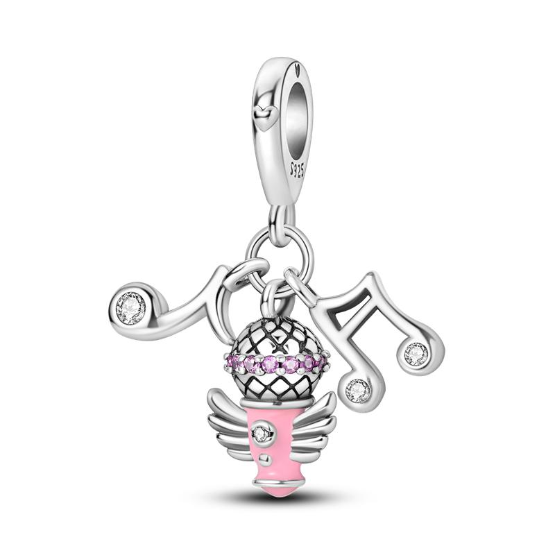 MULA Travel Adventure Beads 925 Sterling Silver, Platinum Plated, Inlaid with Zirconia, Fits Original Pandora Bracelets and Necklaces, Perfect DIY Jewelry for Women, Men and Teens - Explore the World Series