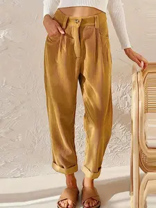Women's Plain Pocket Button Straight Leg Corduroy Pants, Cute Clean Girl Clothes, Casual High Waist Trousers for Fall, Women's Bottoms for Daily Wear, Fall Outfits, Fallfreshness, Girl Clothes 80S, Basic, Everyday