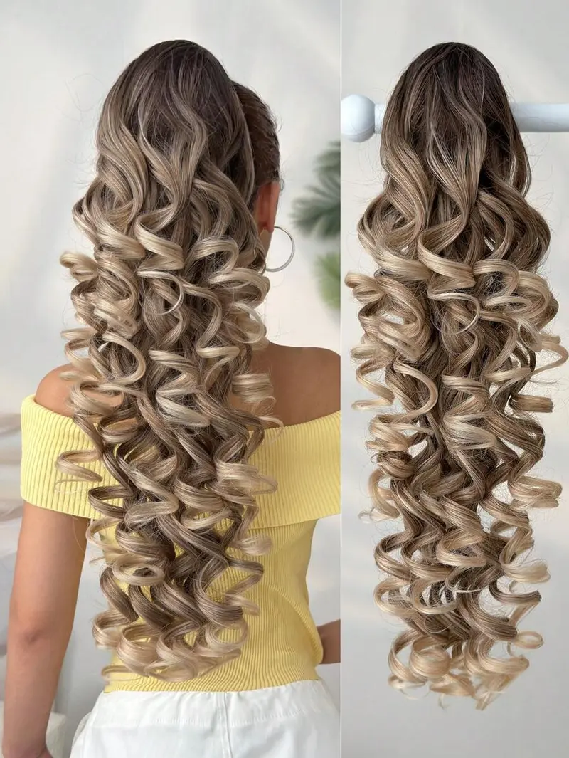 28 Inch Long Wave Claw Clip on Ponytail HairExtension  display picture 1