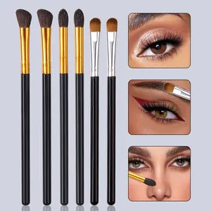 6pcs Horsehair Eyeshadow Set, Makeup Brushes Set, Eye Smudging Brush, Eyeshadow Brush, Portable Makeup Tool Set, Brush Makeup Kit