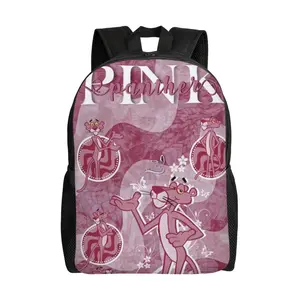 Large capacity Pink panther movies Travel Backpack Sturdy Laptop Pink panther Backpacks Carry On The pink panther show 17 In Backpack Funny Casual Daypack Business Work Bag for Men Women Gift Bags for festivals, birthdays, parties gifts