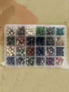 480pcs 8mm Natural Stone Beads, Bead Mix, Bead Assortment, 24 Colors DIY Jewelry Making Kit, Handmade Bracelet Necklace Set, Relaxing Healing Craft Supplies, Beading Making