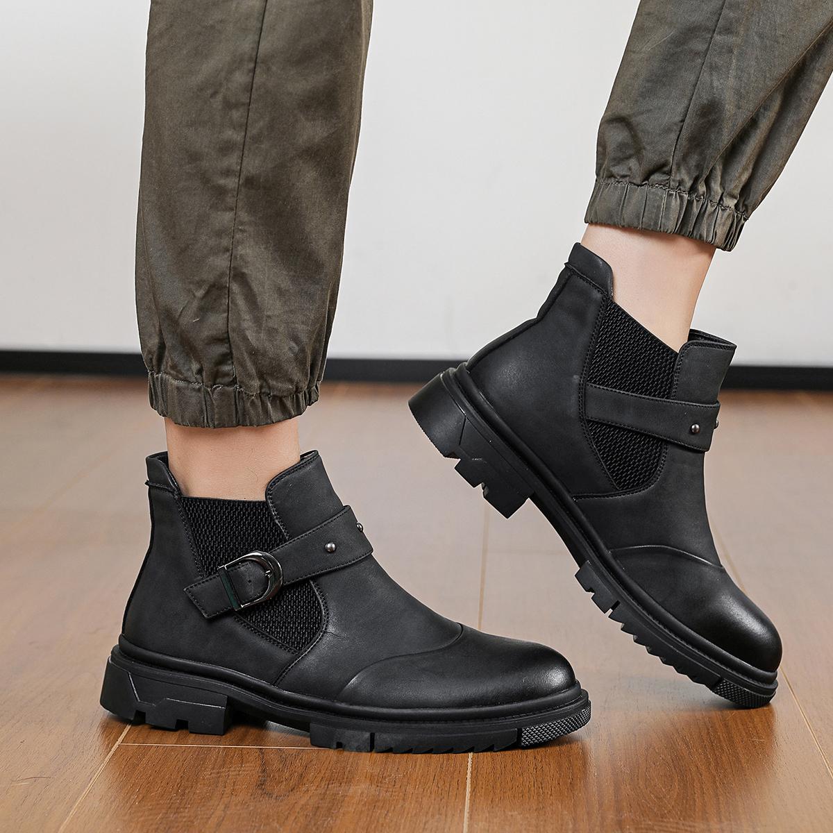 Men’s loafers, high-heel ankle boots, non-slip men’s shoes, trendy men’s boots, durable, stylish, retro, classic men’s shoes