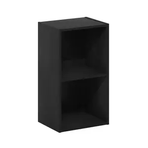 PASIR Bookcase, 2-Tier Modern Bookshelf, Open Shelf Bookcase, 9 x 12 x 21, for Living Room Bedroom Home Office, Blackwood