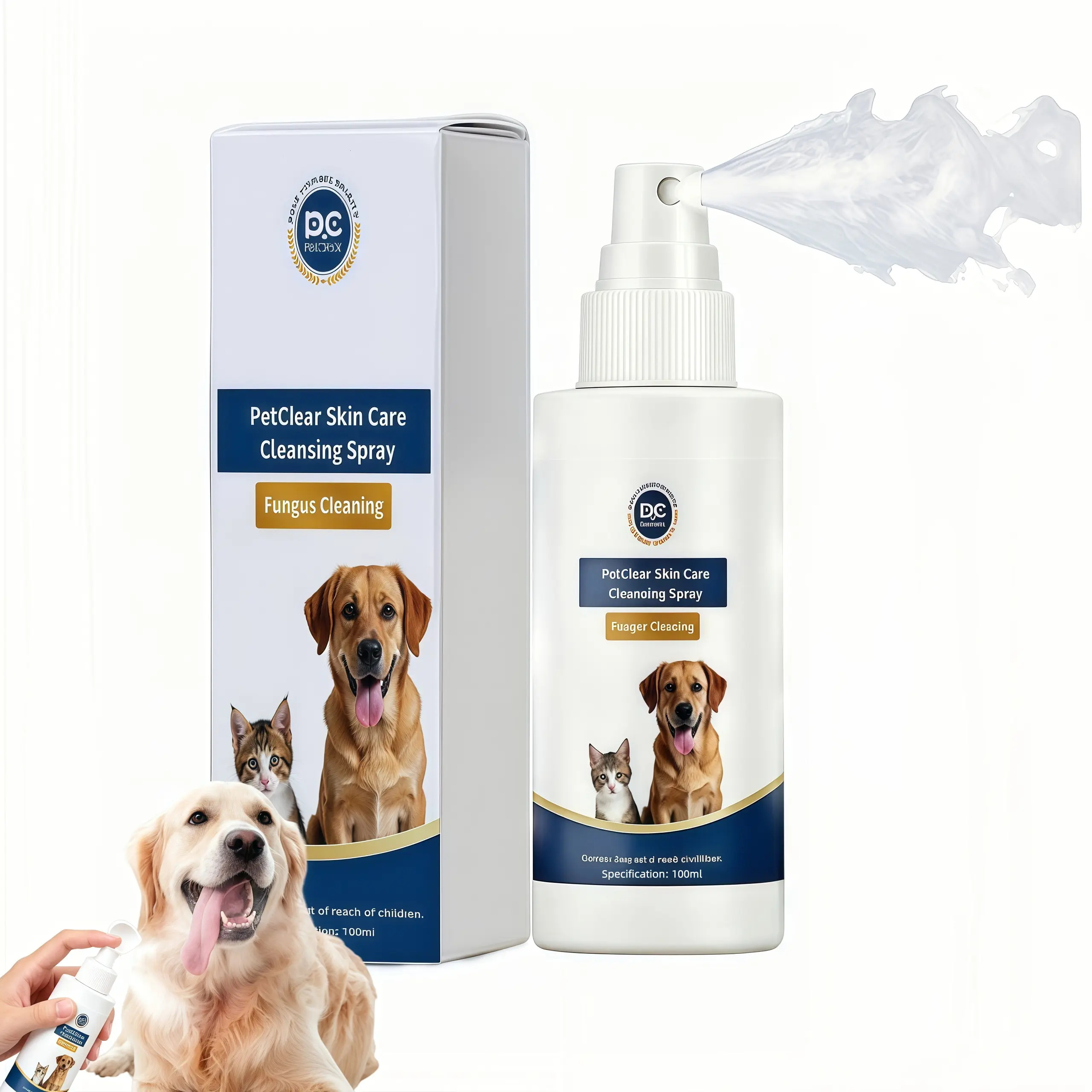 PetClear Skin Care Spray for Dogs & Cats - Gentle No-Rinse Allergy Coat Dander Remover Spray for Scratching, Red Spots, Sensitive Skin, 3.38 fl oz, Allergy Skin And Coat Dander Remover Sprays