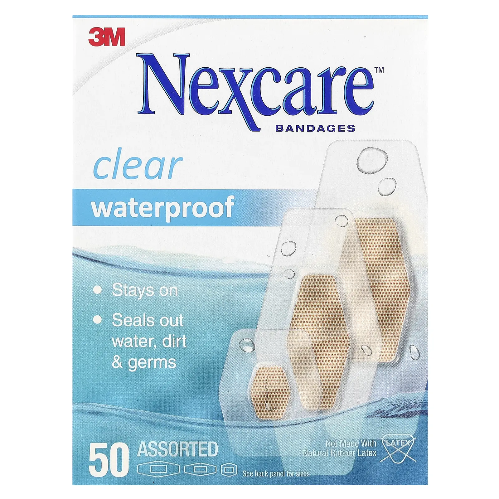Nexcare Clear Waterproof Bandages, 50 Assorted Sizes Nexcare Clear Waterproof Bandages, 50 Assorted Sizes