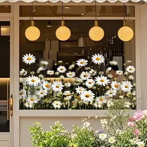 2Pcs/Set (3060cm2pcs) Fresh Daisy Flowers Static Cling Decorative Window Sticker Removable Glue-Free Decor for Kids Room Windows & Display Cases