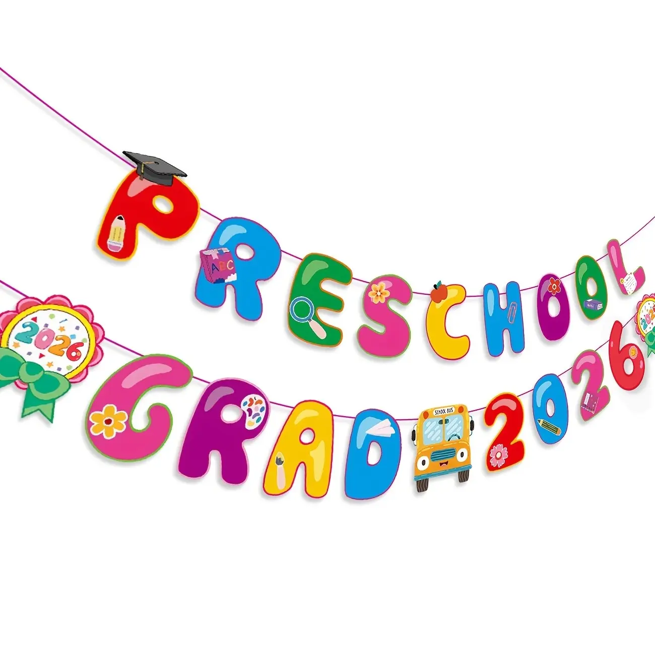 Preschool Graduation Banner 2026, No DIY Decorations, Class of 2026 Banner, Preschool Grad 2026 Banner for Party Decors, Preschool Grad Banner, Party Decorations Banners
