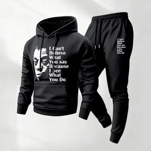 Men's James Baldwin Printed Hoodie and Drawstring Sweatpants Set, Menswear, Casual Athletic Long Sleeve Hooded Jacket & Trousers for Fall & Winter, Men's Clothing for Daily Wear, Sportswear Indoor Outdoor, Tracksuit, Athleisure Summer Clothes