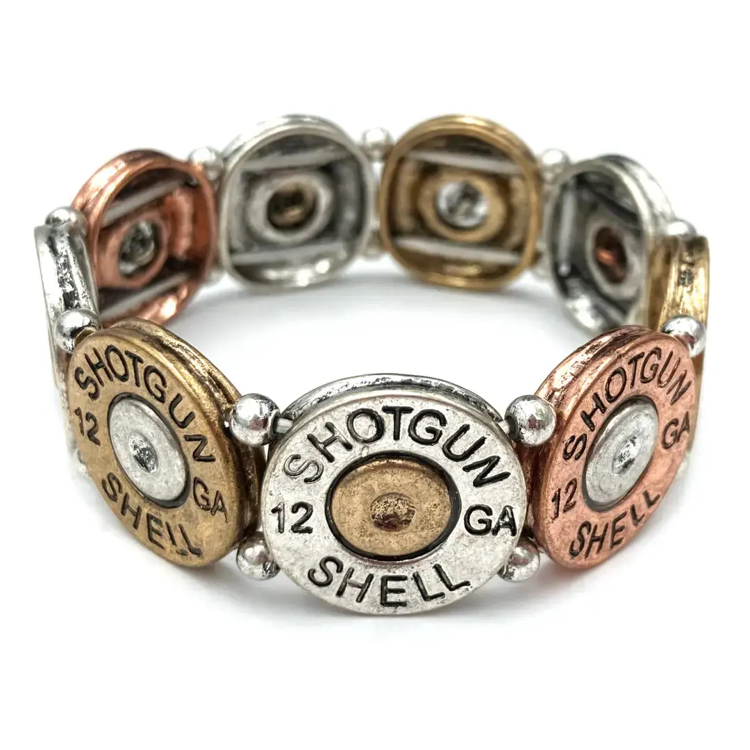 12 Gauge Shotgun Bullet Shell Stretch Bracelet, Gold Chain Jewelry Bracelets & Bangles