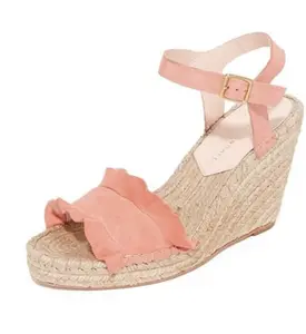 Loeffler Randall gabby suede espadrille wedges sandal. size: 8b. color: Melon. 