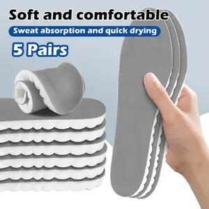 5 Pairs 4D Cloud Insoles for Men & Women,Super Soft Memory Foam Shock Absorption Anti-Fatigue Insoles,Relieve Foot Pain,for Hiking,and Standing All Day(Black,Orange,Gray)