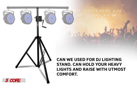 5 Core Speaker Stand Pair Crank Up Height Adjustable PA DJ Tripod Monitor Stands Heavy Duty w 35mm Insert
