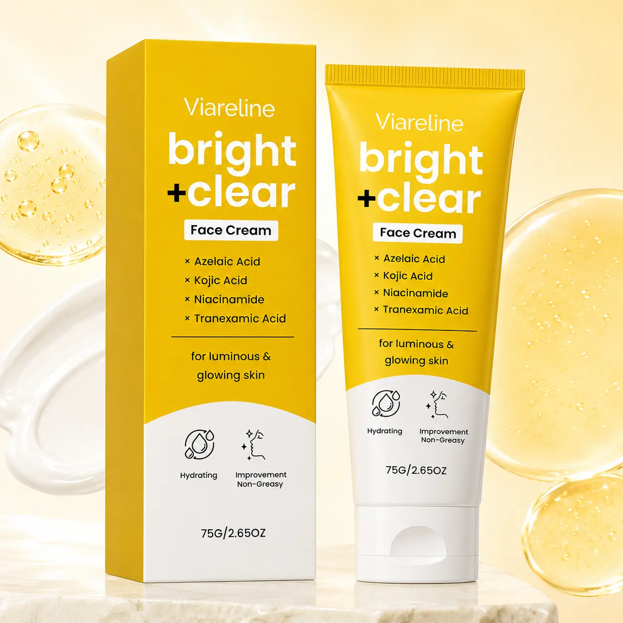 Azelaic Acid Face Cream 75g, LightweightDaily Moisturizer, Hydrating & NourishingCream with Kojic Acid, Niacinamide andTranexamic Acid for Glowing Skin
