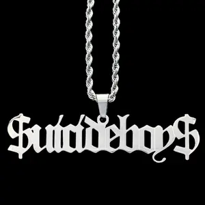 $UICIDEBOY$ Necklace 1.5" Mirror Polished Stainless Steel Suicideboys Pendant Hypoallergenic Rust Resistant G59 Jewelry Choice of Chain Grey59 Free Gift Included