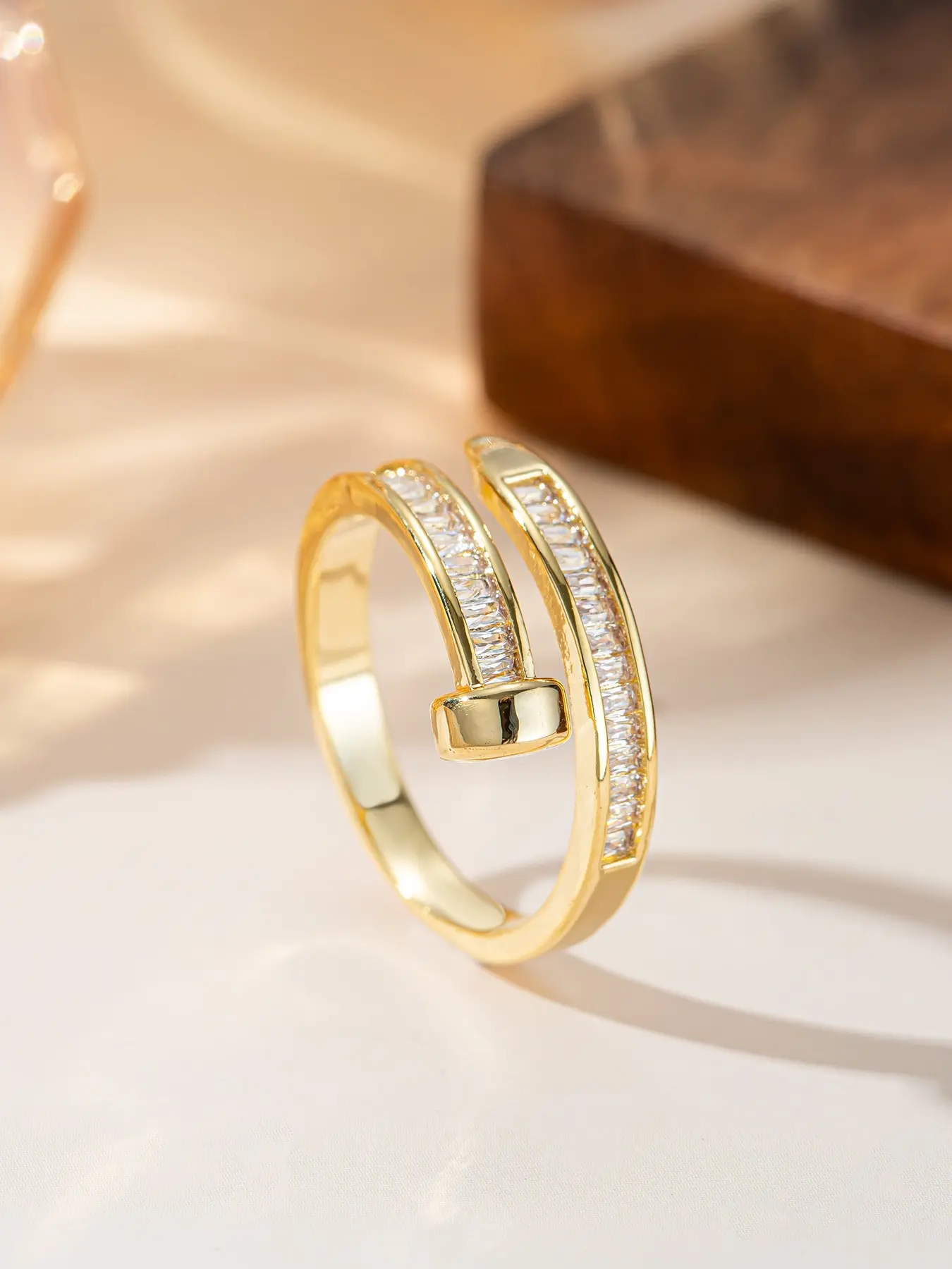 Open Design Nail Ring for Women, Casual Jewelry for Parties and Daily Wear, Copper Chain Print Ring, All Seasons Accessory, Beautiful Rings, Fashionable Jewelry, Daily Party Jewelry