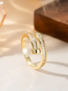 Open Design Nail Ring for Women, Casual Jewelry for Parties and Daily Wear, Copper Chain Print Ring, All Seasons Accessory, Beautiful Rings