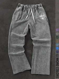 Men's Straight Leg Pants, Athletic, Retro Stars Pattern, Loose-Fitting, All Seasons, Outdoor Camping Party Casual Fashion